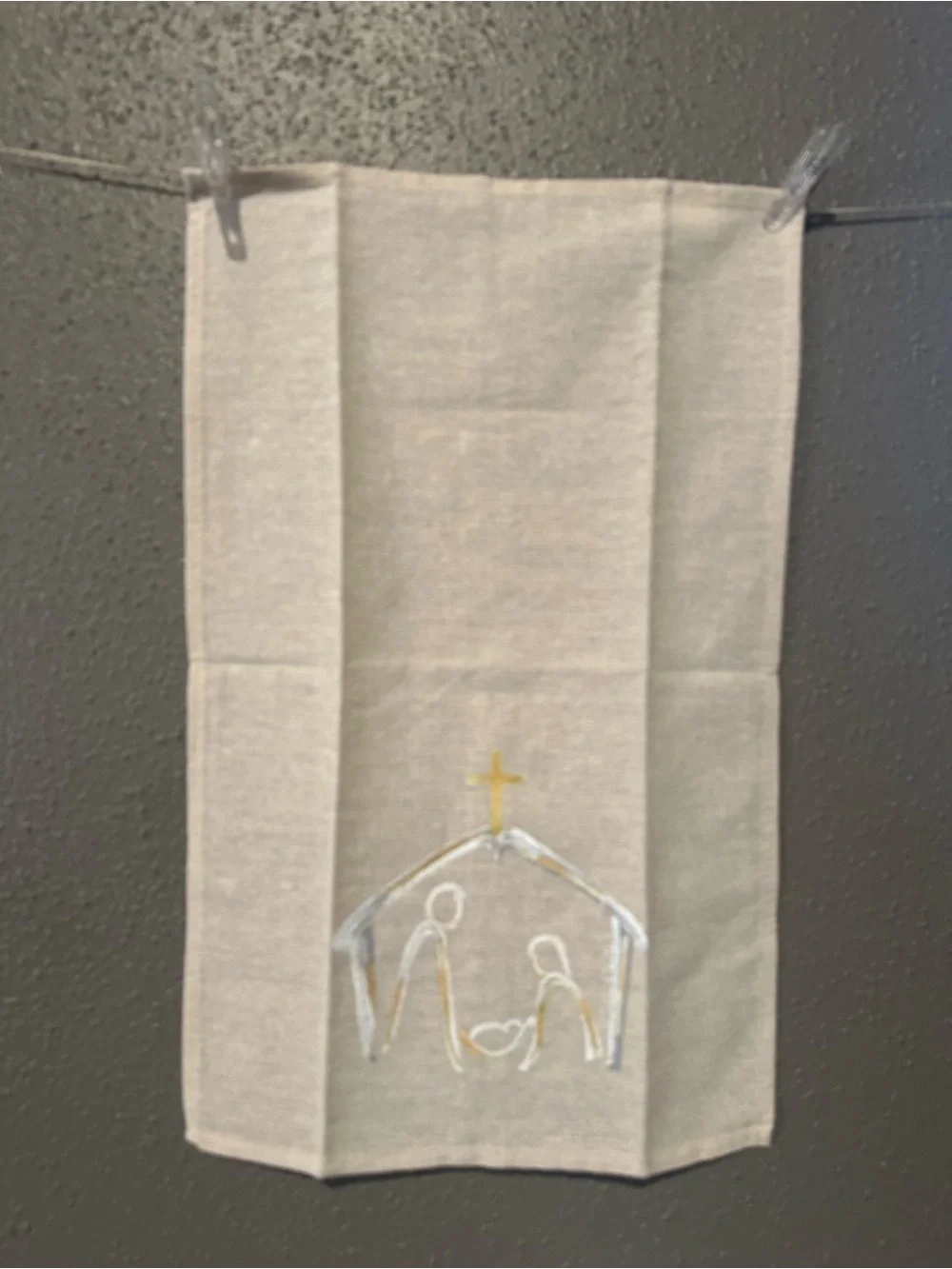 MUD PIE CHRISTMAS HAND PAINTED TOWEL - NATIVITY